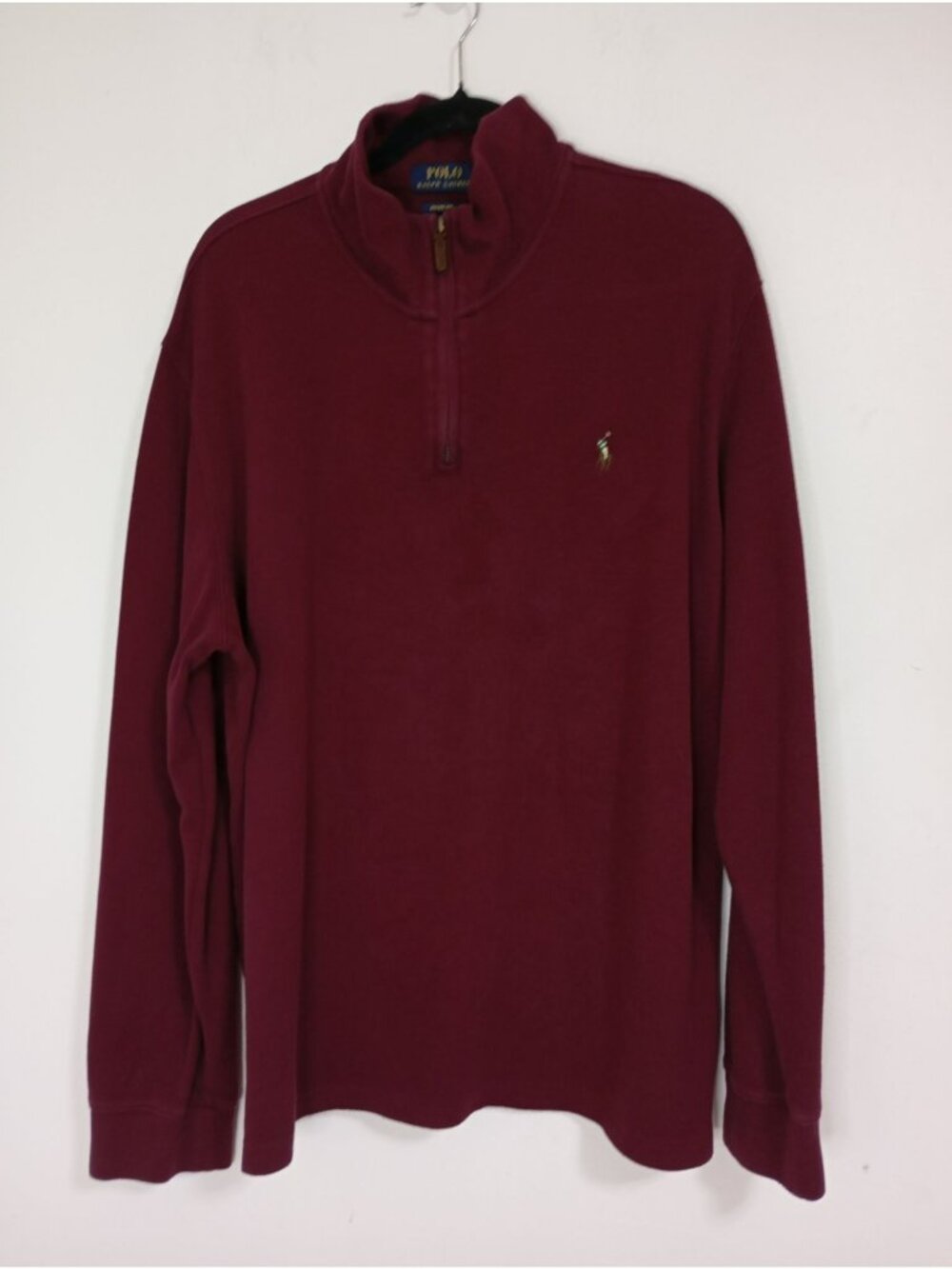 Polo Ralph Lauren Pullover Sweater Mens Burgundy 1/4 Zip XL 100% Cotton